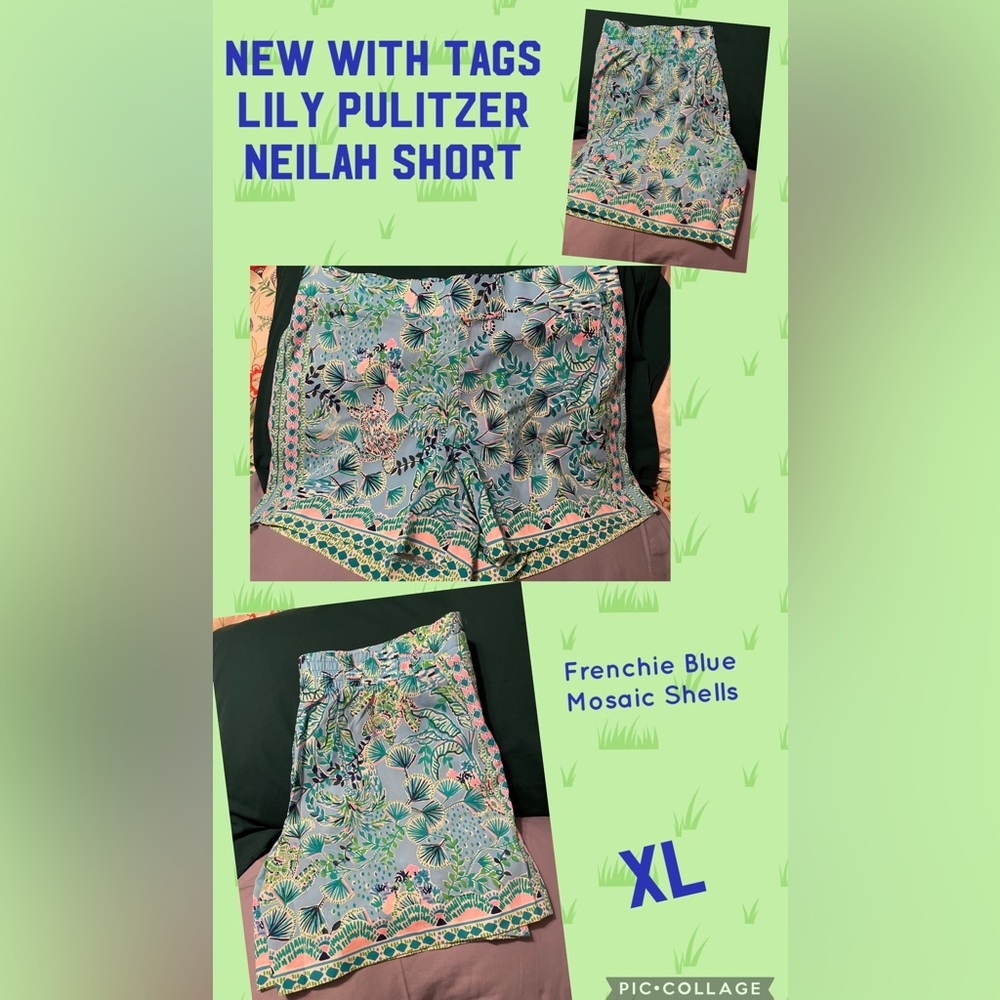 NWT Lily Pulitzer Shorts - Neilah style in Frenchie Blue and Mosaic Shells - XL